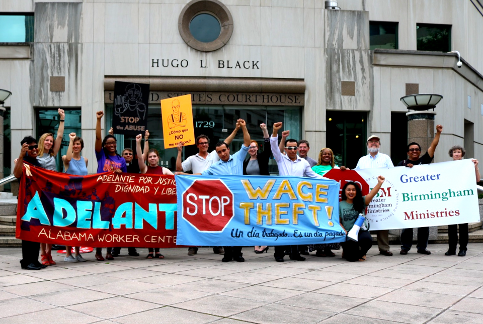 Rally against wage theft, Diaz v. Mondragon lawsuit, June 2016
